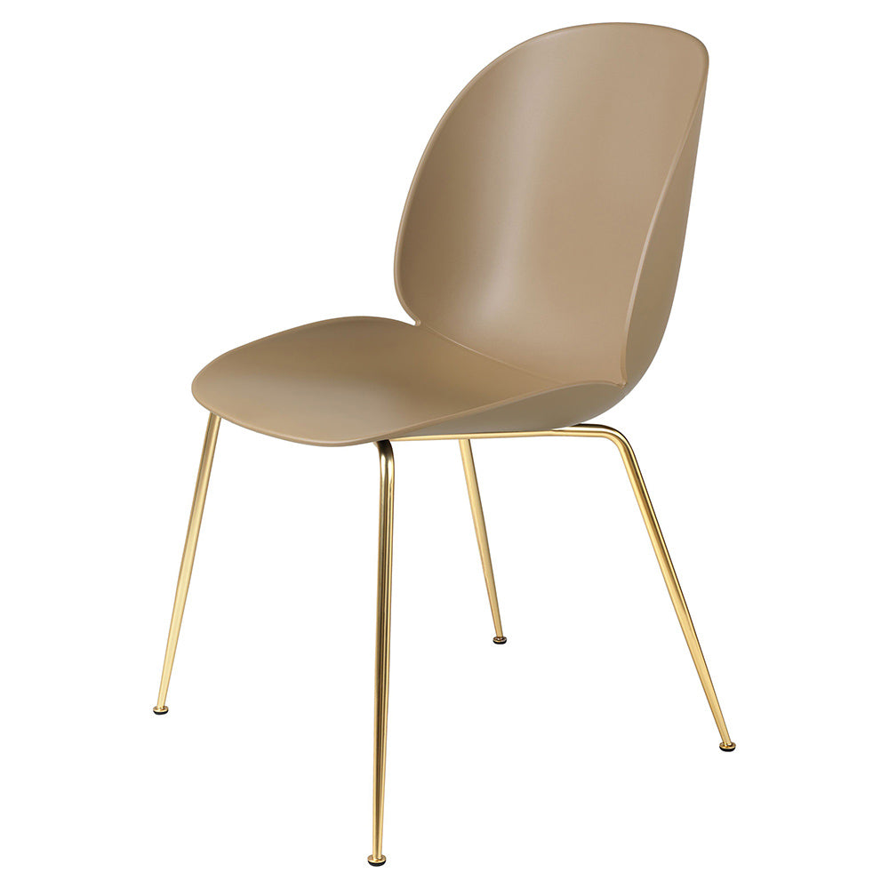 Beetle Unupholstered Dining Chair - Pebble Brown, Brass Base