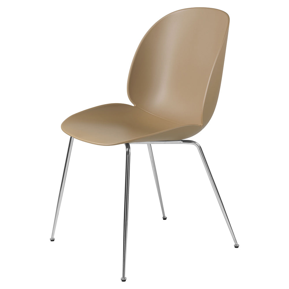 Beetle Unupholstered Dining Chair - Pebble Brown, Chrome Base