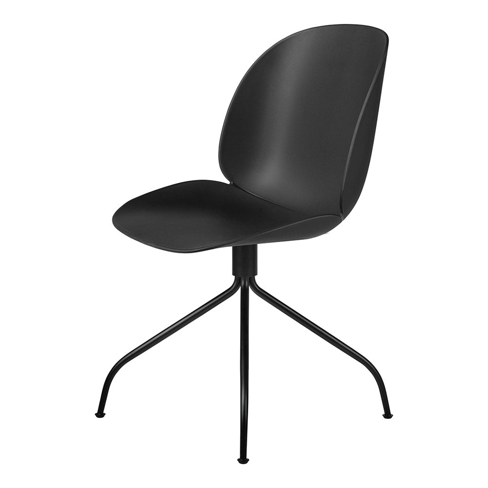 Beetle Unupholstered Meeting Chair - Black Shell, Black Matte Swivel Base