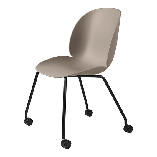 Beetle Unupholstered Meeting Chair - New Beige Shell, 4-Leg Base With Castors