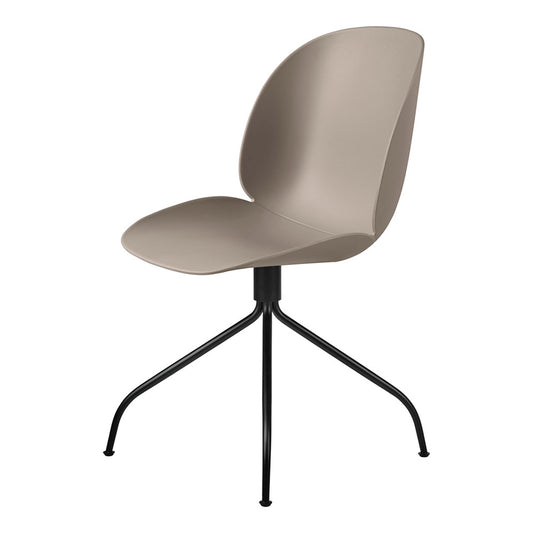 Beetle Unupholstered Meeting Chair - New Beige Shell, Black Matte Swivel Base