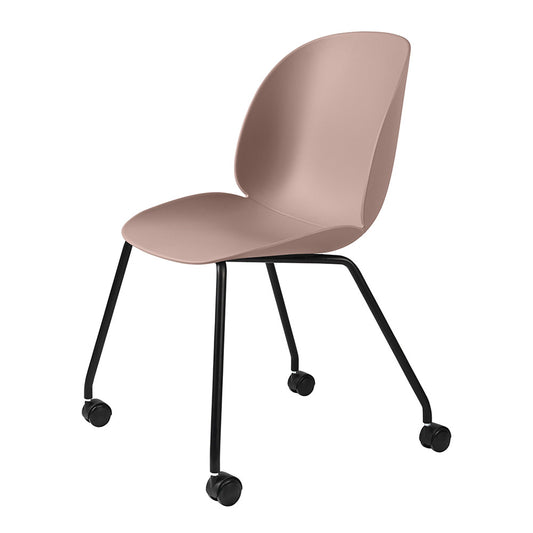 Beetle Unupholstered Meeting Chair - Sweet Pink Shell, 4-Leg Base With Castors