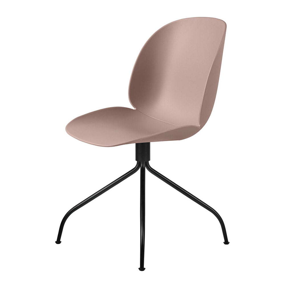 Beetle Unupholstered Meeting Chair - Sweet Pink Shell, Black Matte Swivel Base