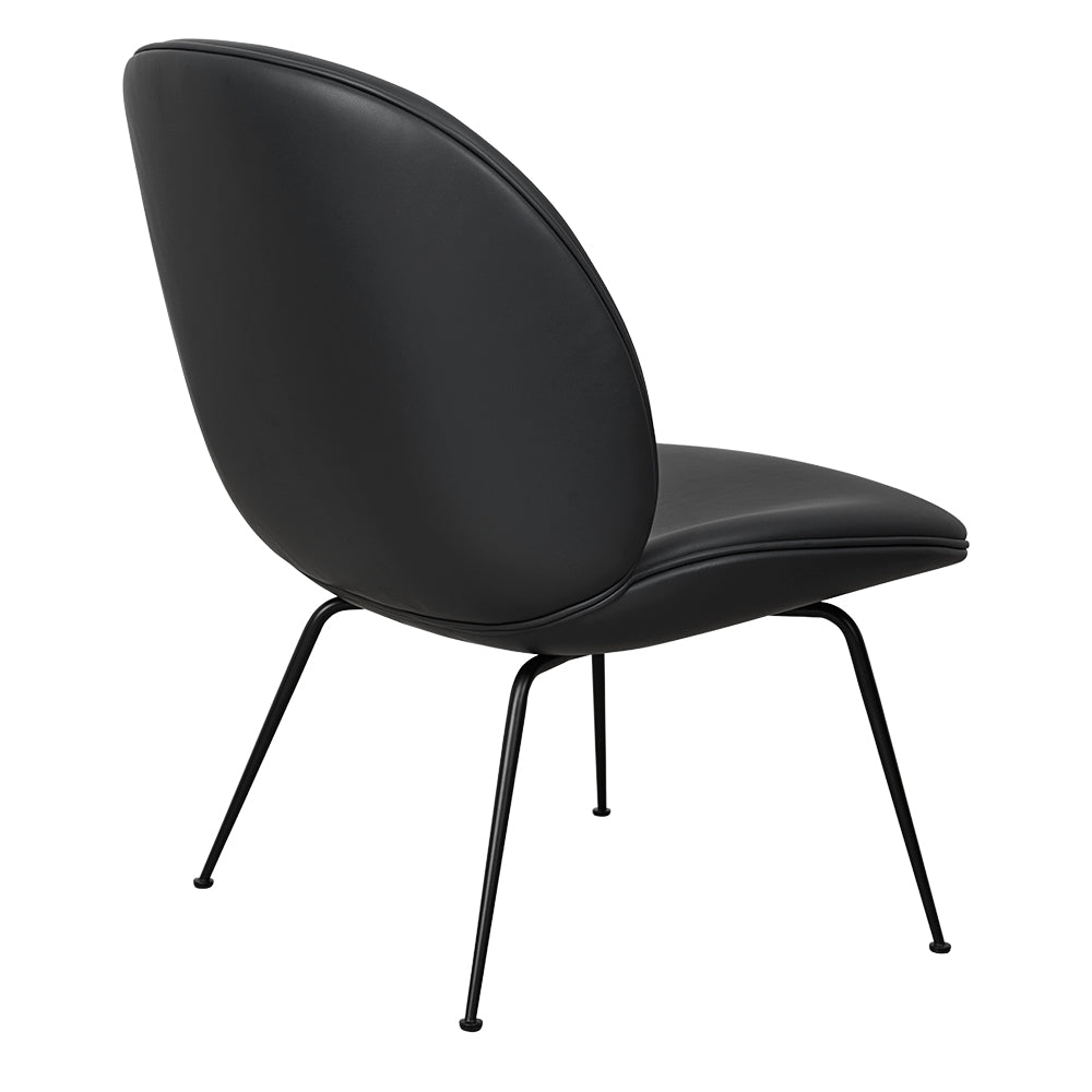 Beetle Upholstered Lounge Chair - Black Leather, Black Legs