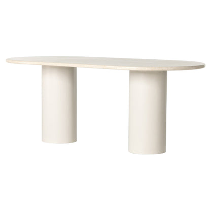 Belle Oval Dining Table - Cream Marble