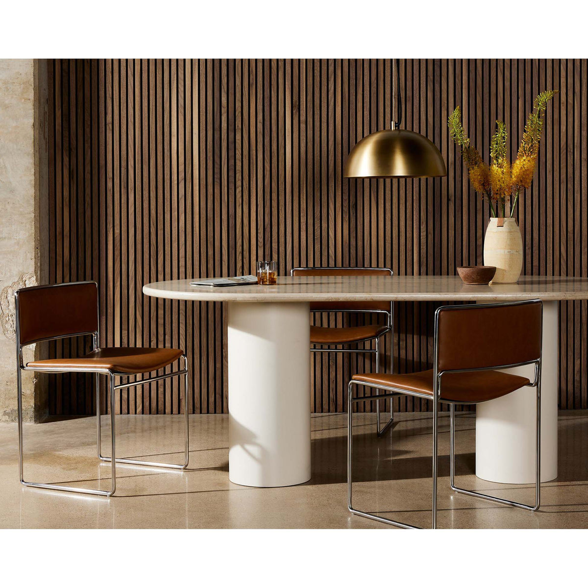 Belle Oval Dining Table - Cream Marble