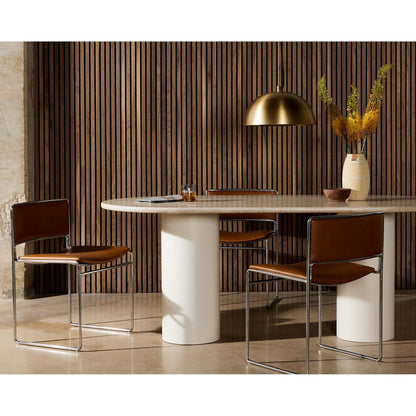 Belle Oval Dining Table - Cream Marble