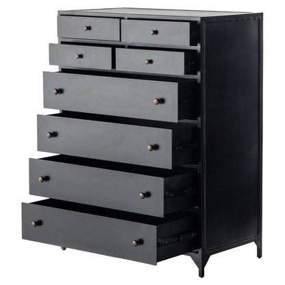 Belmont 8 Drawer Tall Dresser - Black