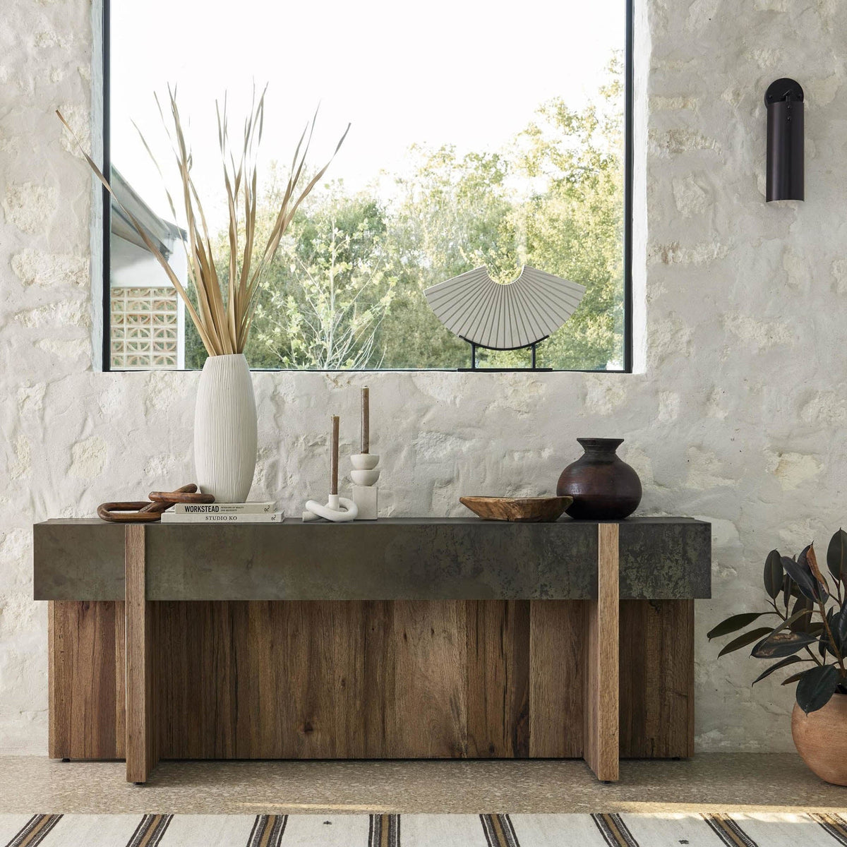 Bingham Console Table - Rustic Oak Veneer