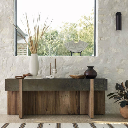 Bingham Console Table - Rustic Oak Veneer