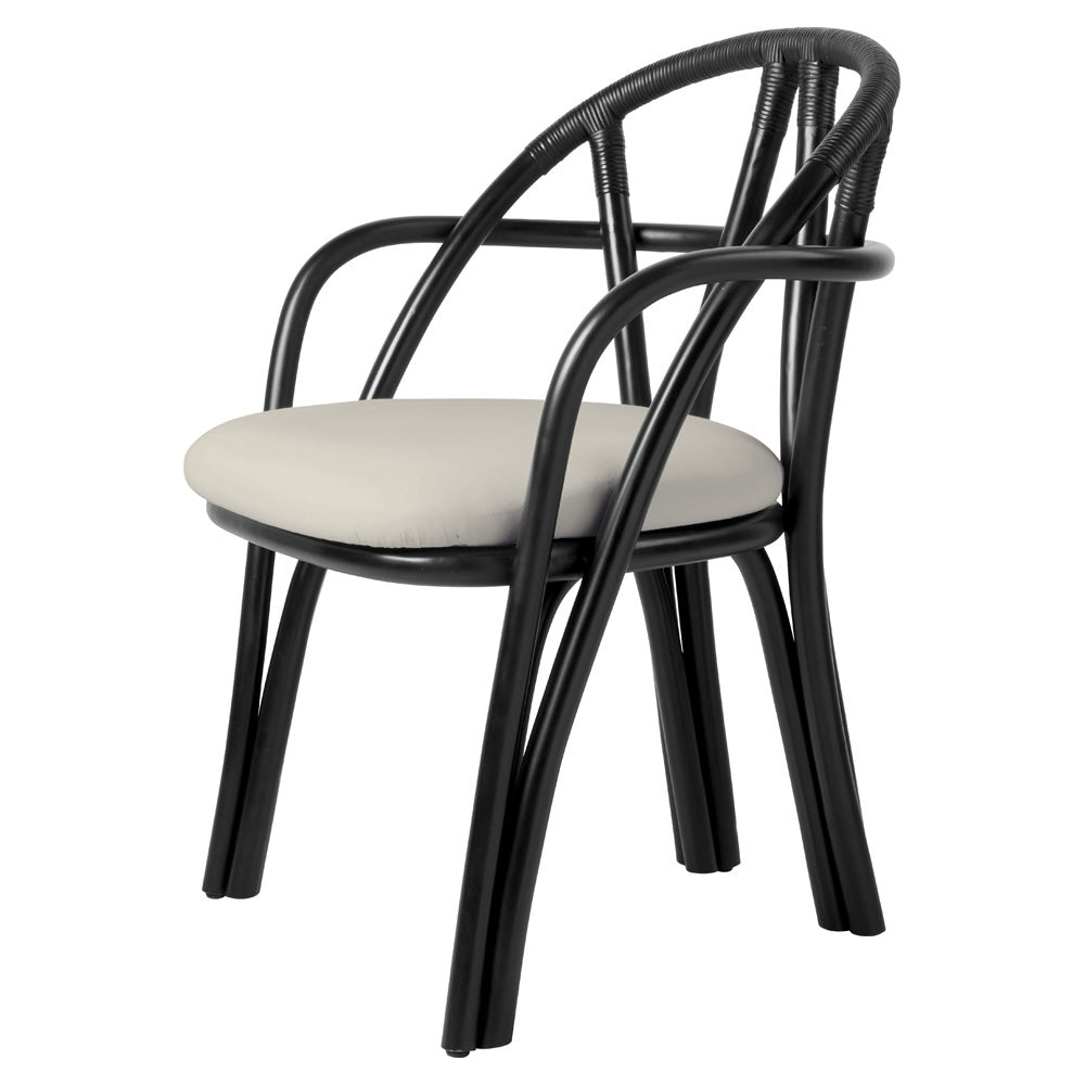 Bistra Dining Armchair - Ebony Painted Rattan