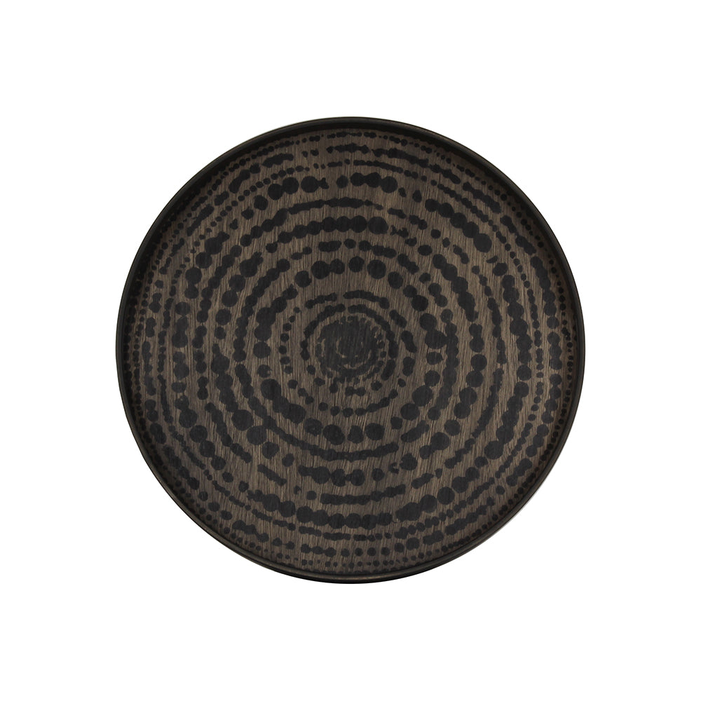 Black Beads Wooden Tray - Round, Small