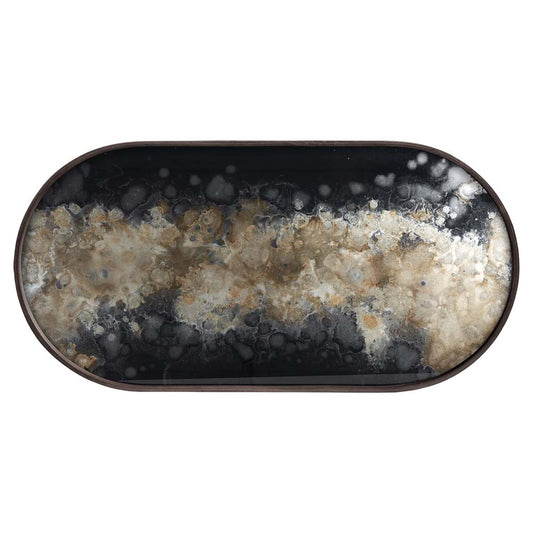 Black Organic Glass Tray - Oblong, Medium
