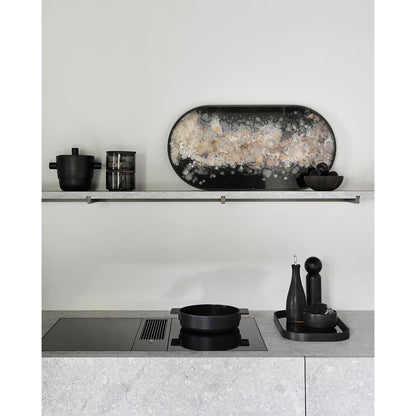 Black Organic Glass Tray - Oblong, Medium