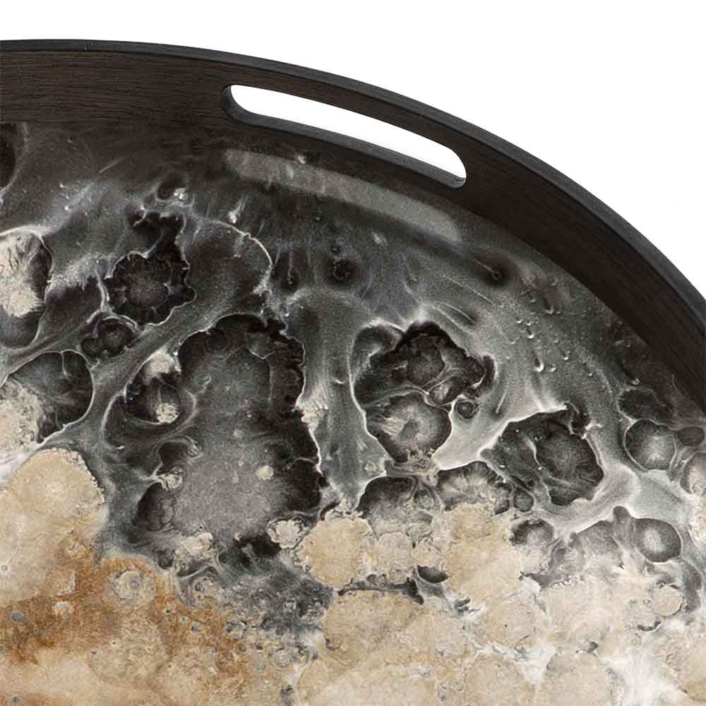 Black Organic Glass Tray - Round, Small