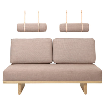 BM0865 Daybed With Back Cushion And Round Cushion With Leather Straps - 1x2