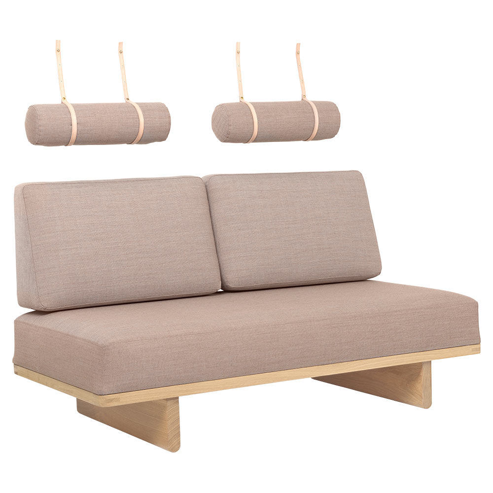 BM0865 Daybed With Back Cushion And Round Cushion With Leather Straps - 1x2