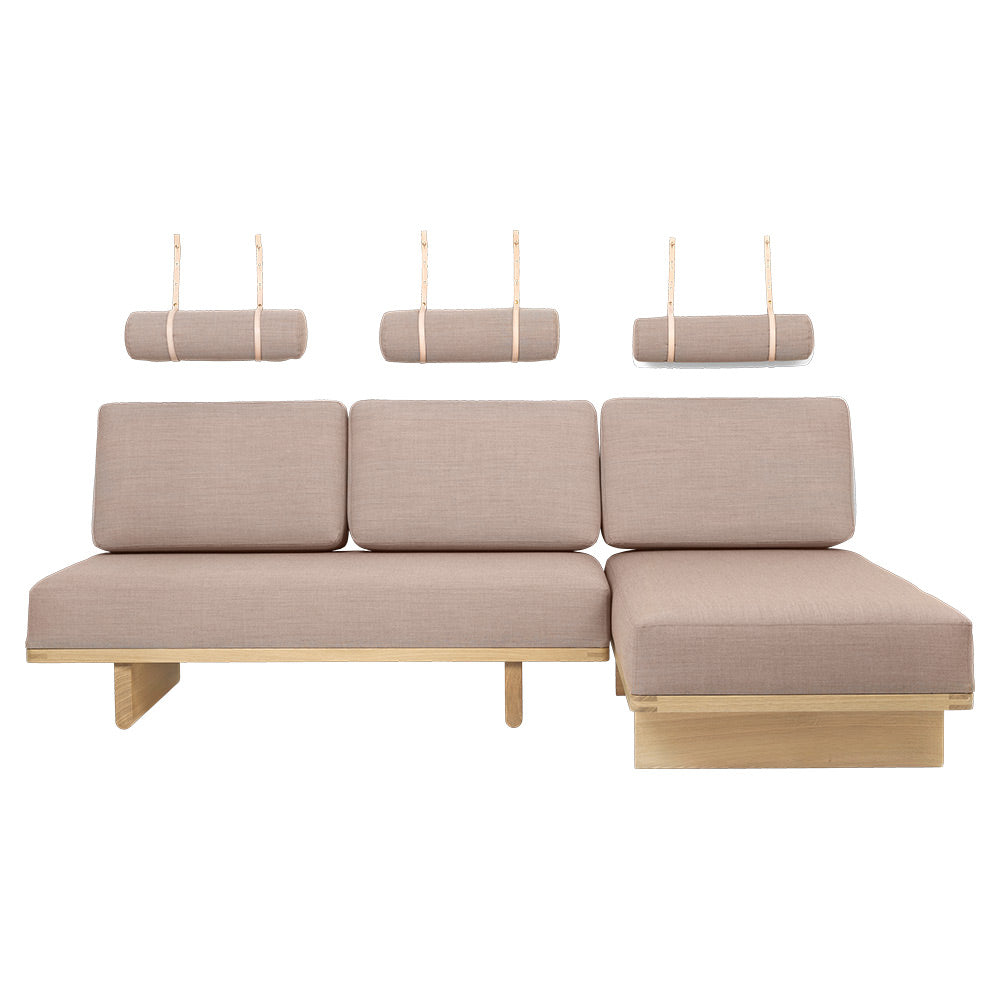 BM0865 Daybed With Back Cushion And Round Cushion With Leather Straps - 2x3