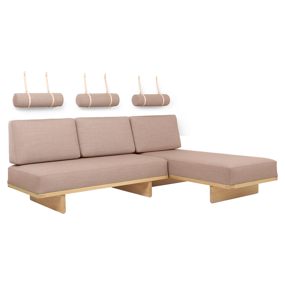 BM0865 Daybed With Back Cushion And Round Cushion With Leather Straps - 2x3