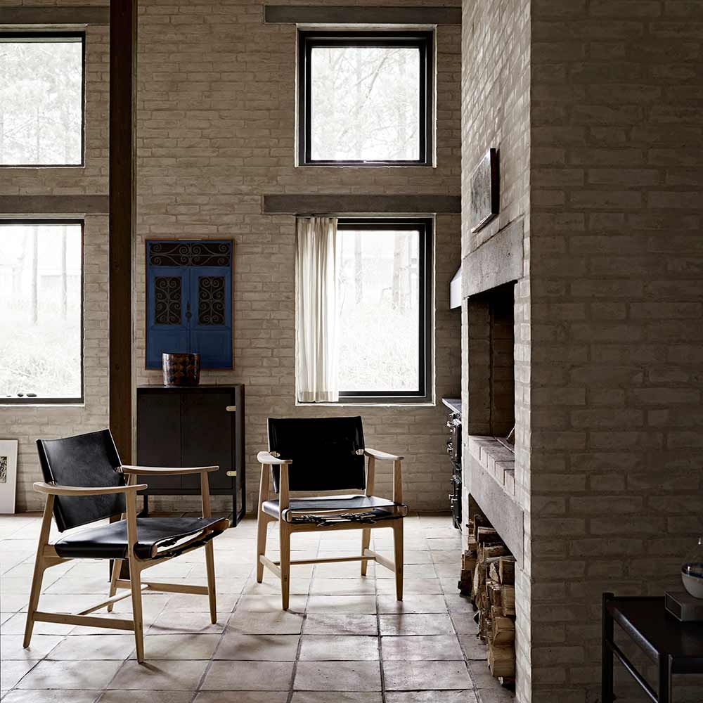 BM1106 Huntsman Dining Chair - Leather, Oak White Oil