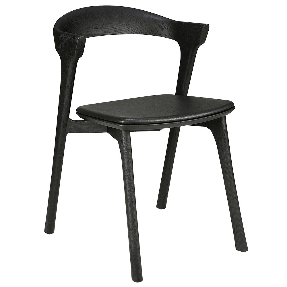 Bok Dining Chair - Black Leather, Black Oak