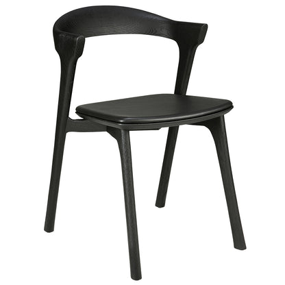 Bok Dining Chair - Black Leather, Black Oak