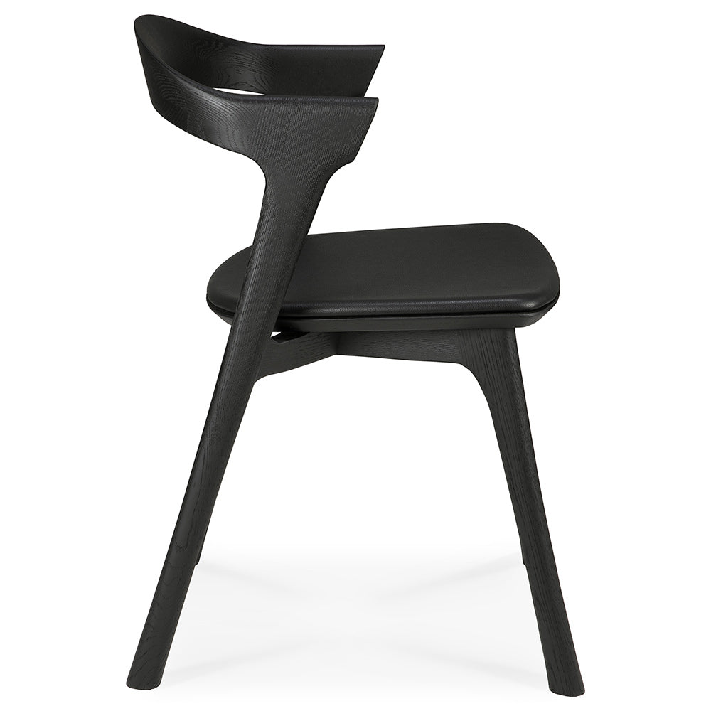 Bok Dining Chair - Black Leather, Black Oak