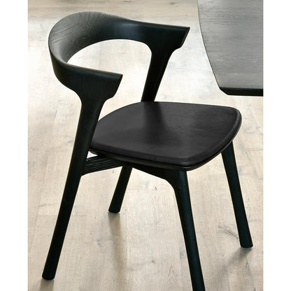 Bok Dining Chair - Black Leather, Black Oak