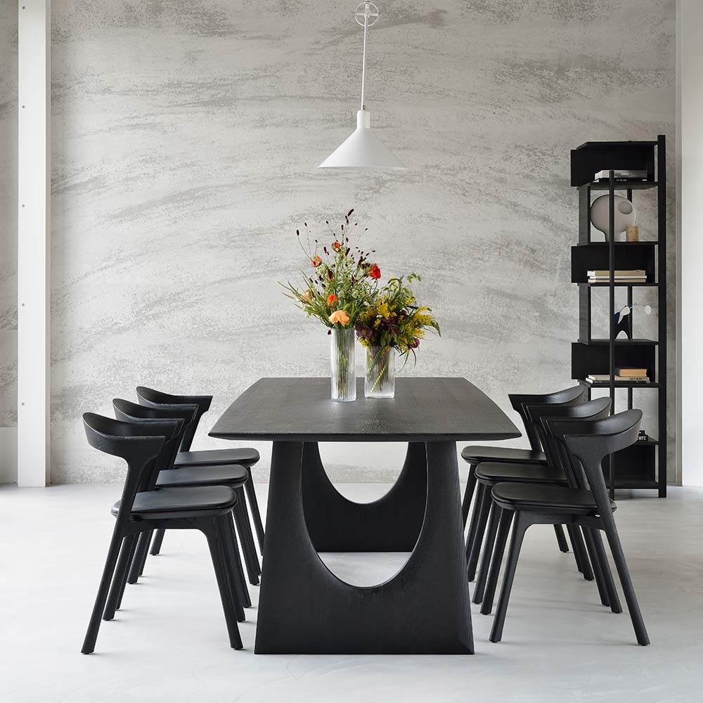 Bok Dining Chair - Black Leather, Black Oak