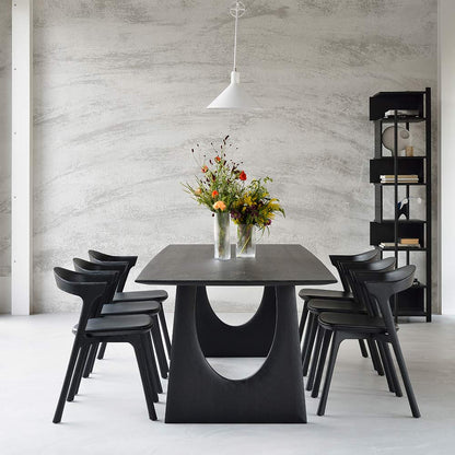 Bok Dining Chair - Black Leather, Black Oak