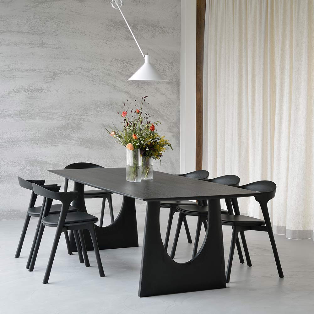 Bok Dining Chair - Black Leather, Black Oak