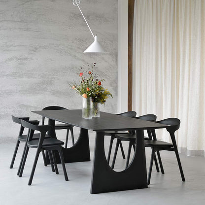 Bok Dining Chair - Black Leather, Black Oak
