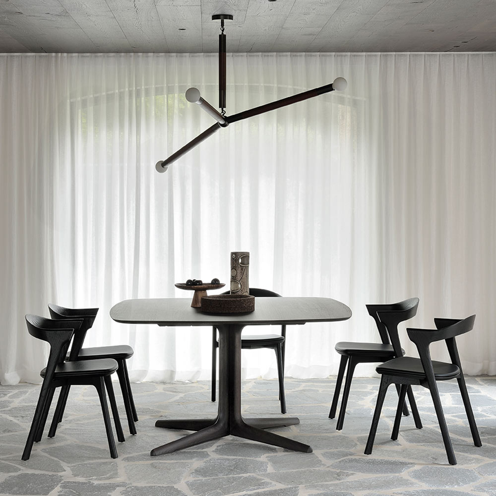 Bok Dining Chair - Black Leather, Black Oak