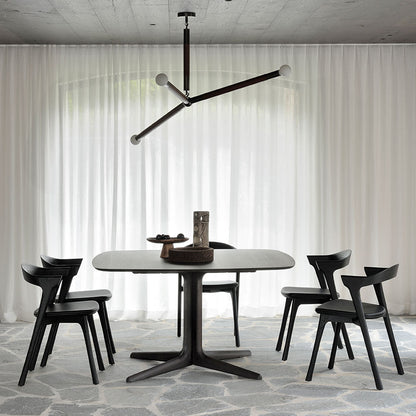 Bok Dining Chair - Black Leather, Black Oak