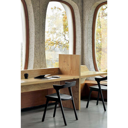 Bok Dining Chair - Black Leather, Black Oak