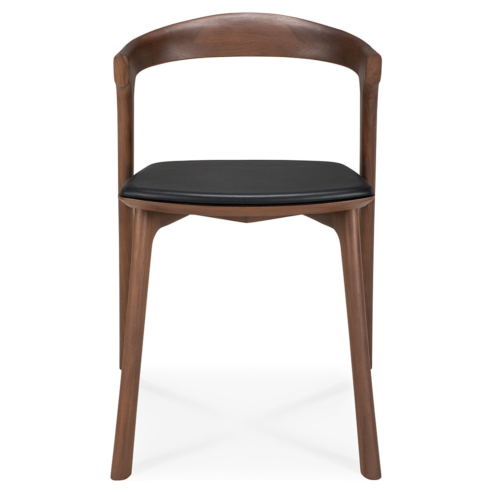 Bok Dining Chair - Black Leather, Brown Teak