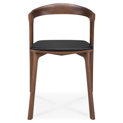 Bok Dining Chair - Black Leather, Brown Teak