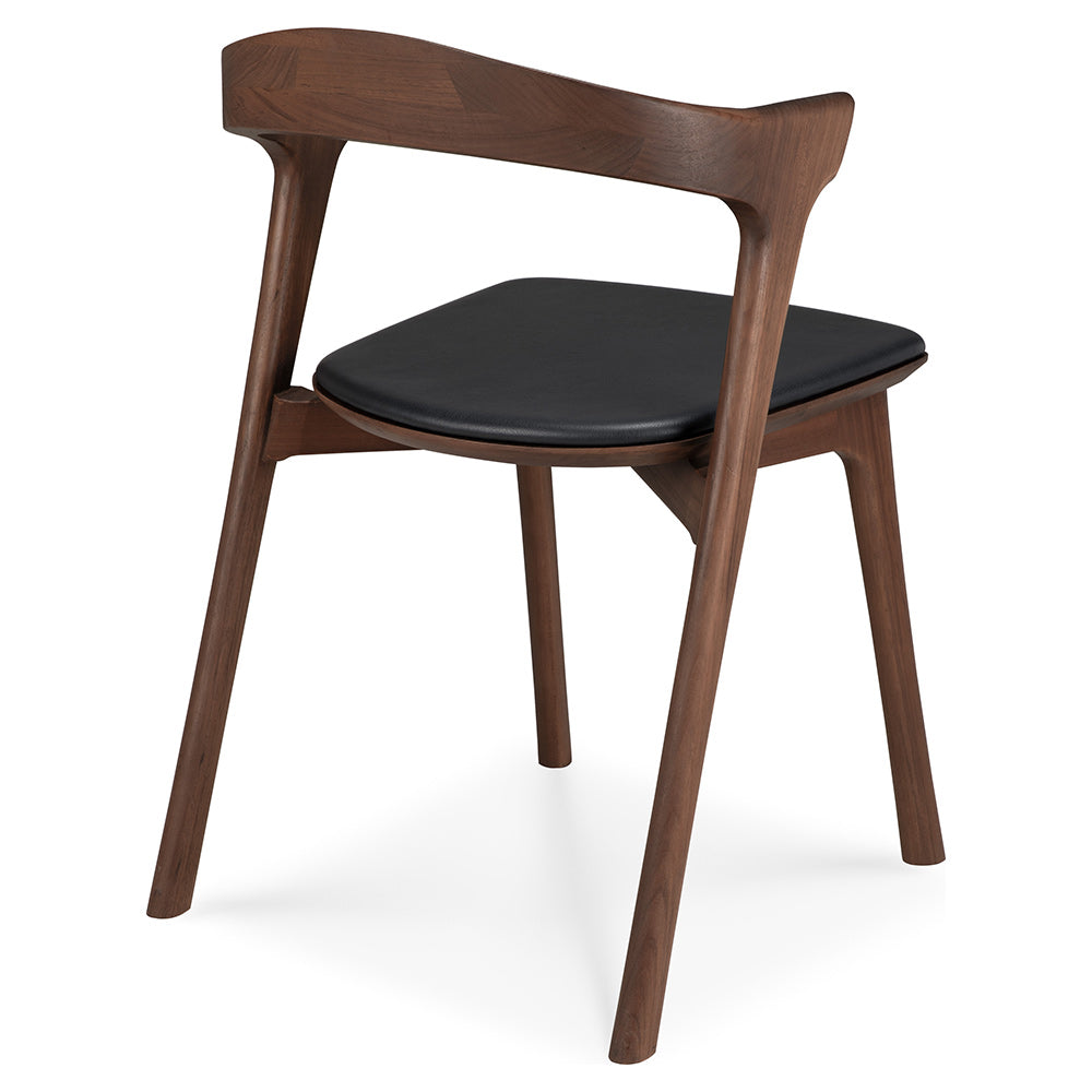 Bok Dining Chair - Black Leather, Brown Teak