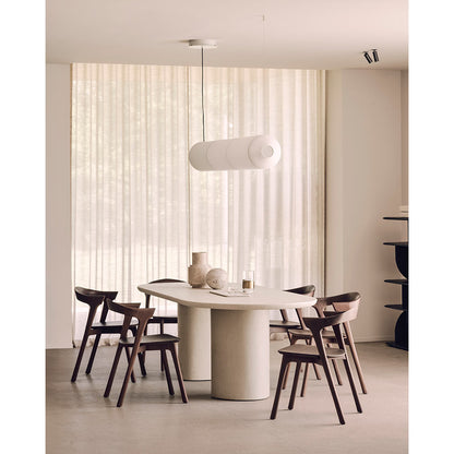 Bok Dining Chair - Black Leather, Brown Teak