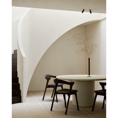 Bok Dining Chair - Black Leather, Brown Teak