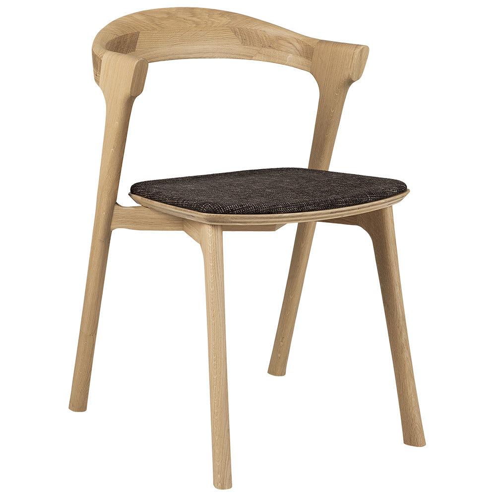 Bok Dining Chair - Dark Brown Fabric, Oak