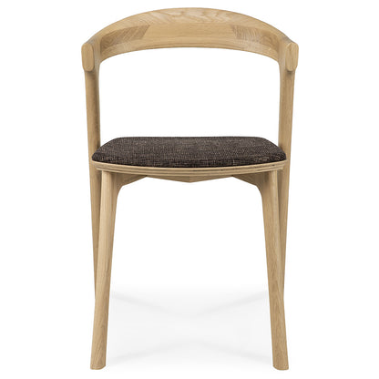 Bok Dining Chair - Dark Brown Fabric, Oak