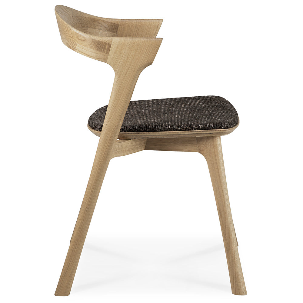 Bok Dining Chair - Dark Brown Fabric, Oak
