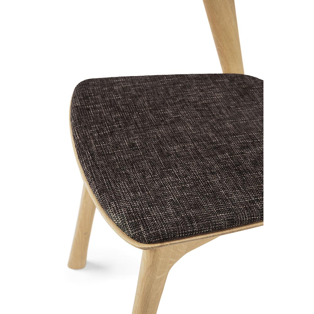 Bok Dining Chair - Dark Brown Fabric, Oak