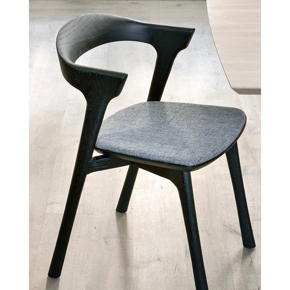 Bok Dining Chair - Gray Fabric, Black Oak