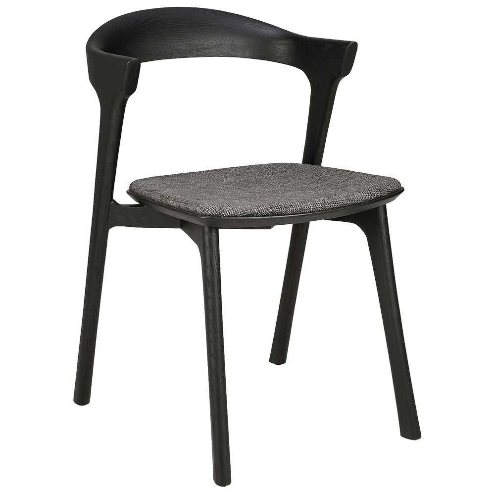 Bok Dining Chair - Gray Fabric, Black Oak