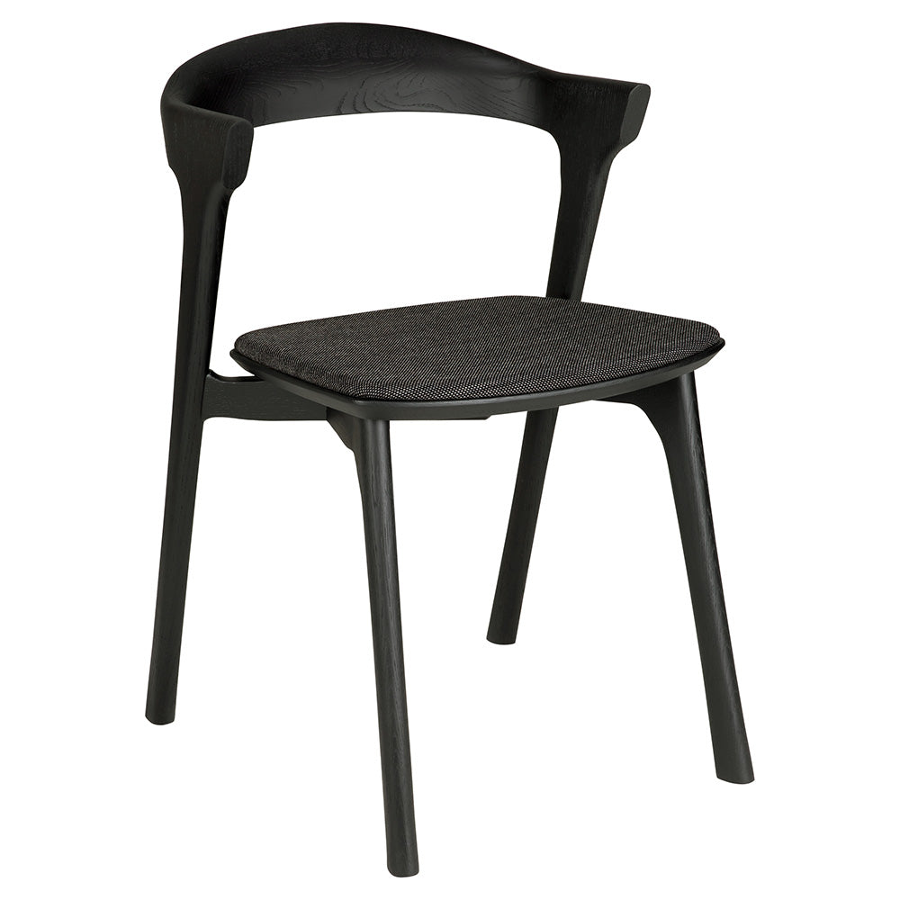 Bok Dining Chair - Soft Black Fabric, Black Oak