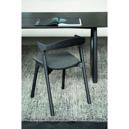 Bok Dining Chair - Soft Black Fabric, Black Oak