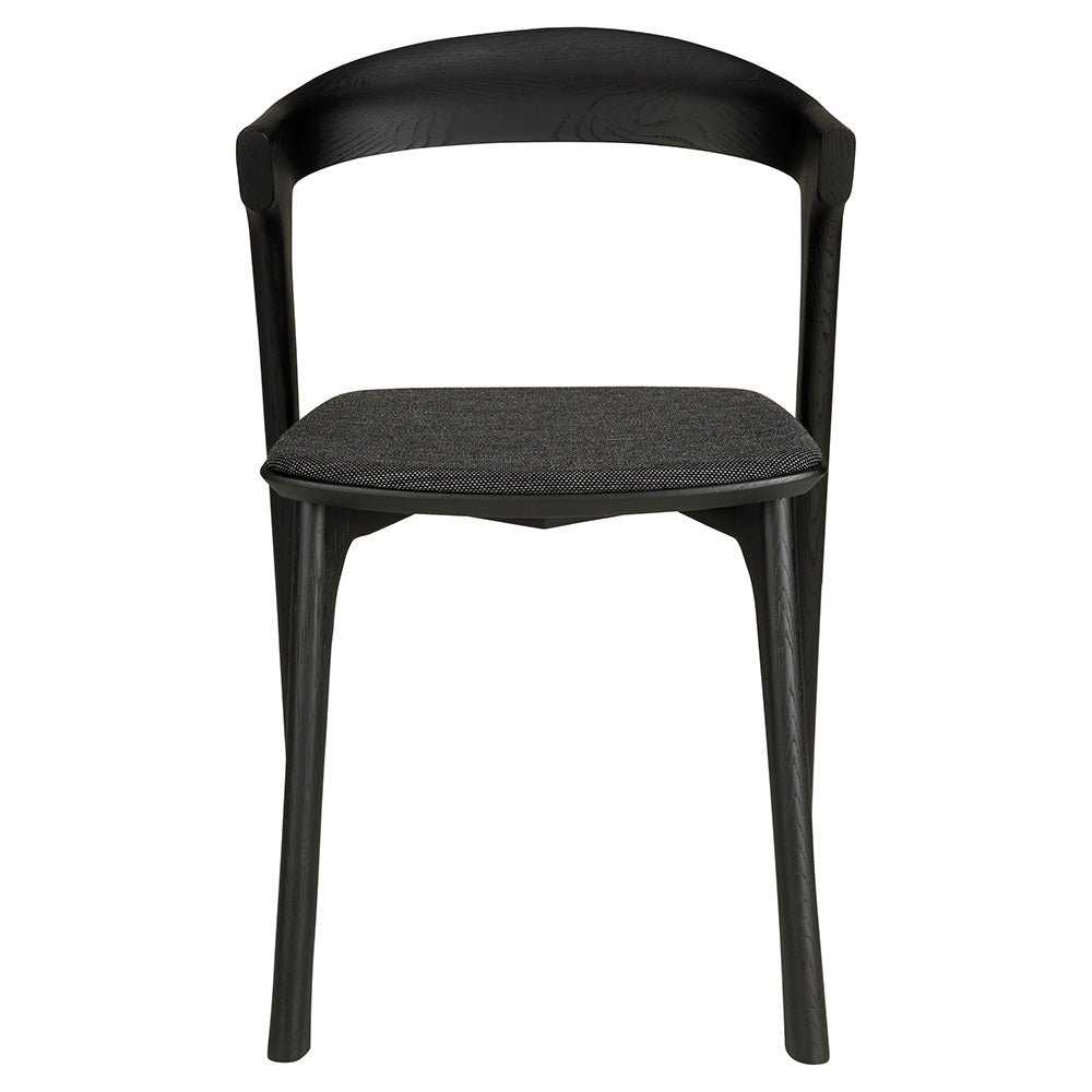 Bok Dining Chair - Soft Black Fabric, Black Oak