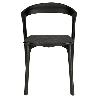 Bok Dining Chair - Soft Black Fabric, Black Oak